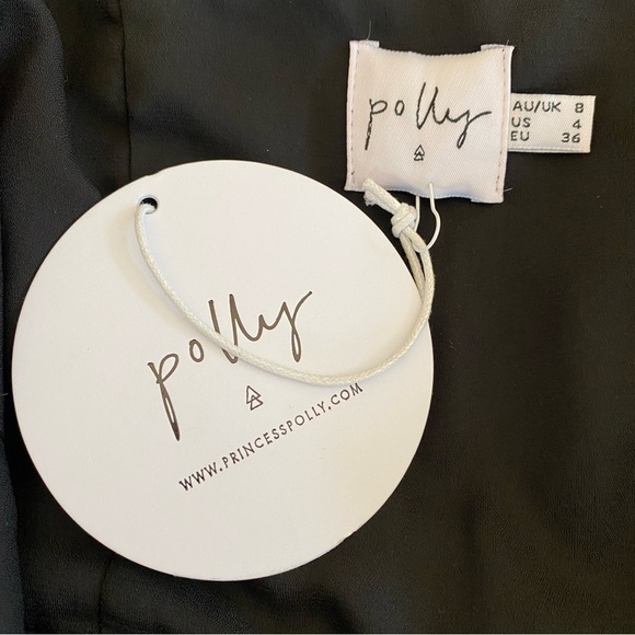 New Parvati Mini Dress Black Daisy Princess Polly Size 4 NWT Ruched Sheer Arms - Picture 9 of 12